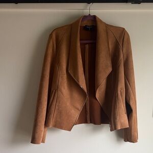 Tahari Tan Suede Faux Leather Jacket